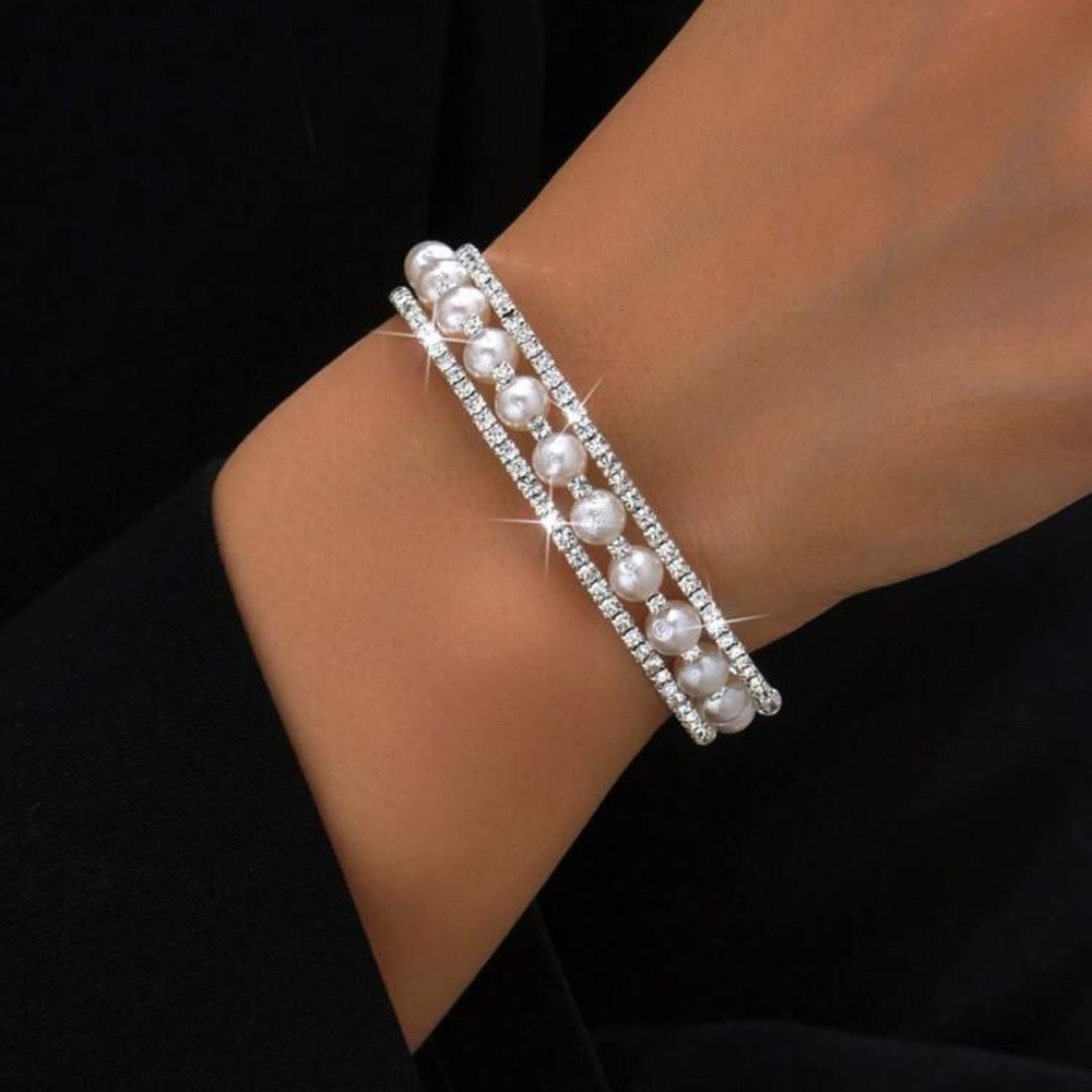 SHEIN Pearl and Silver Bracelet